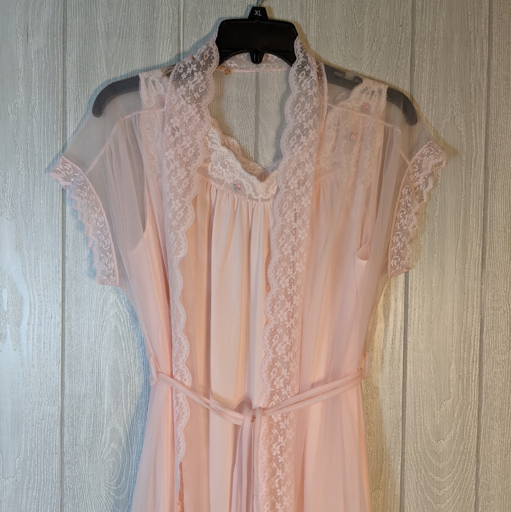 Vintage Pink Lace Trim Chemise